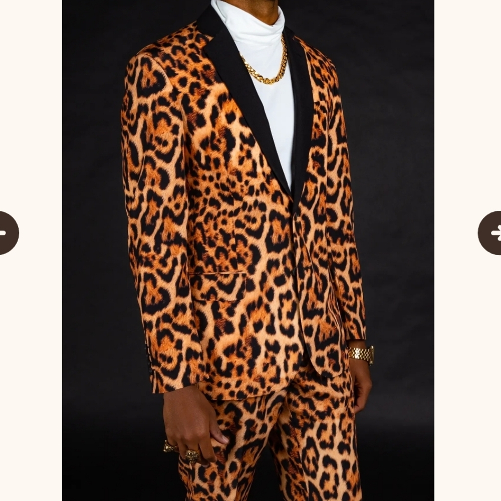 Shinesty The Fastest Finishers Leopard Print Suit Jacket 50 Pants 38x35 - Picture 3 of 9